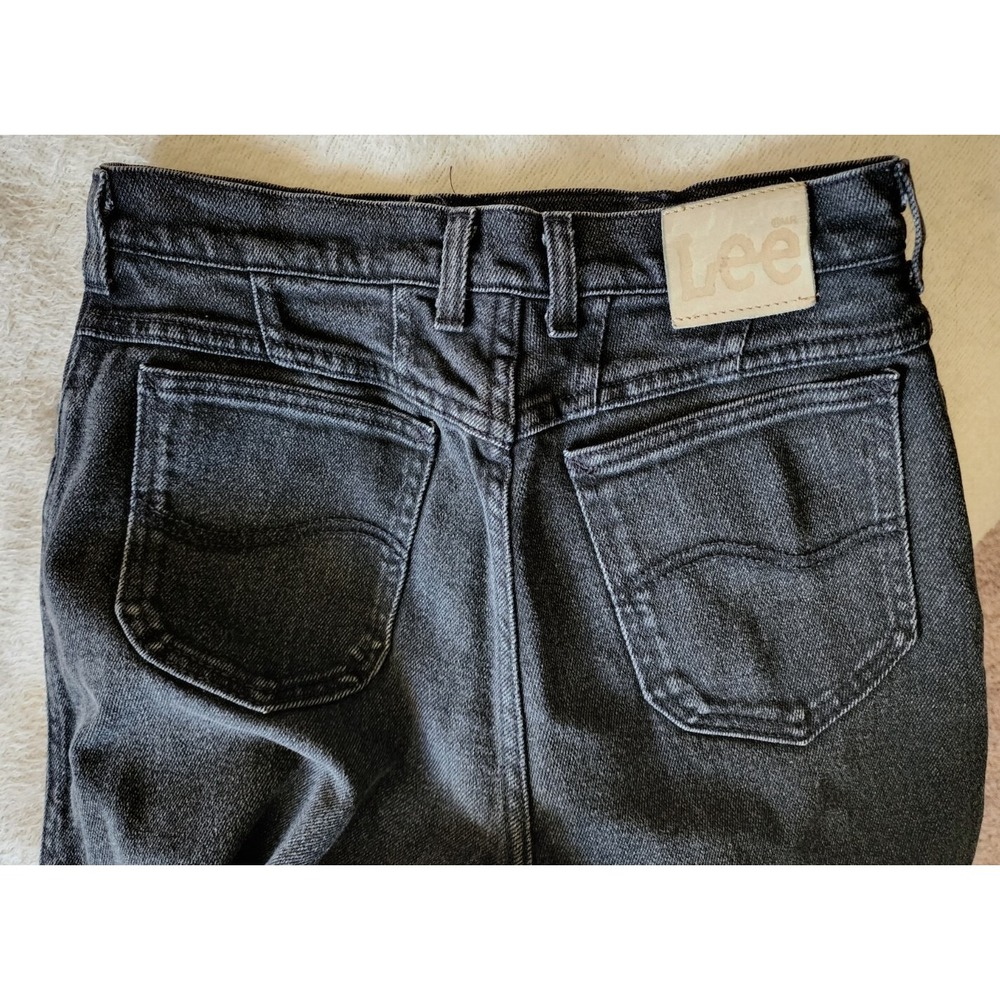 VTG Lee USA Made Womens Size 14 Long Black Straight Leg Denim Jeans